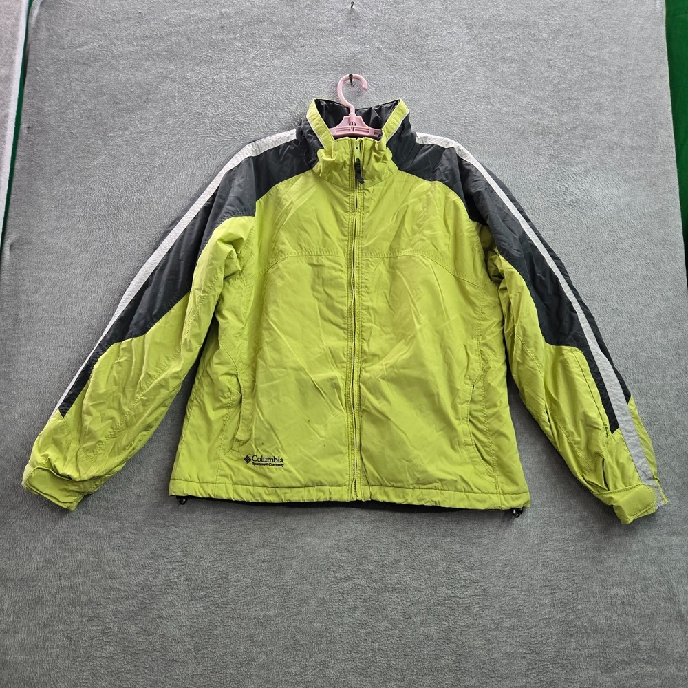 VINTAGE Columbia Women Jacket XL Green Color Block Windbreaker Ski Y2K‎